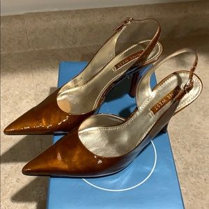 Nine West patient brown amber slingback heels